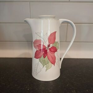 Vintage block spal watercolor poinsettia 9.5 inch coffee pot with lid